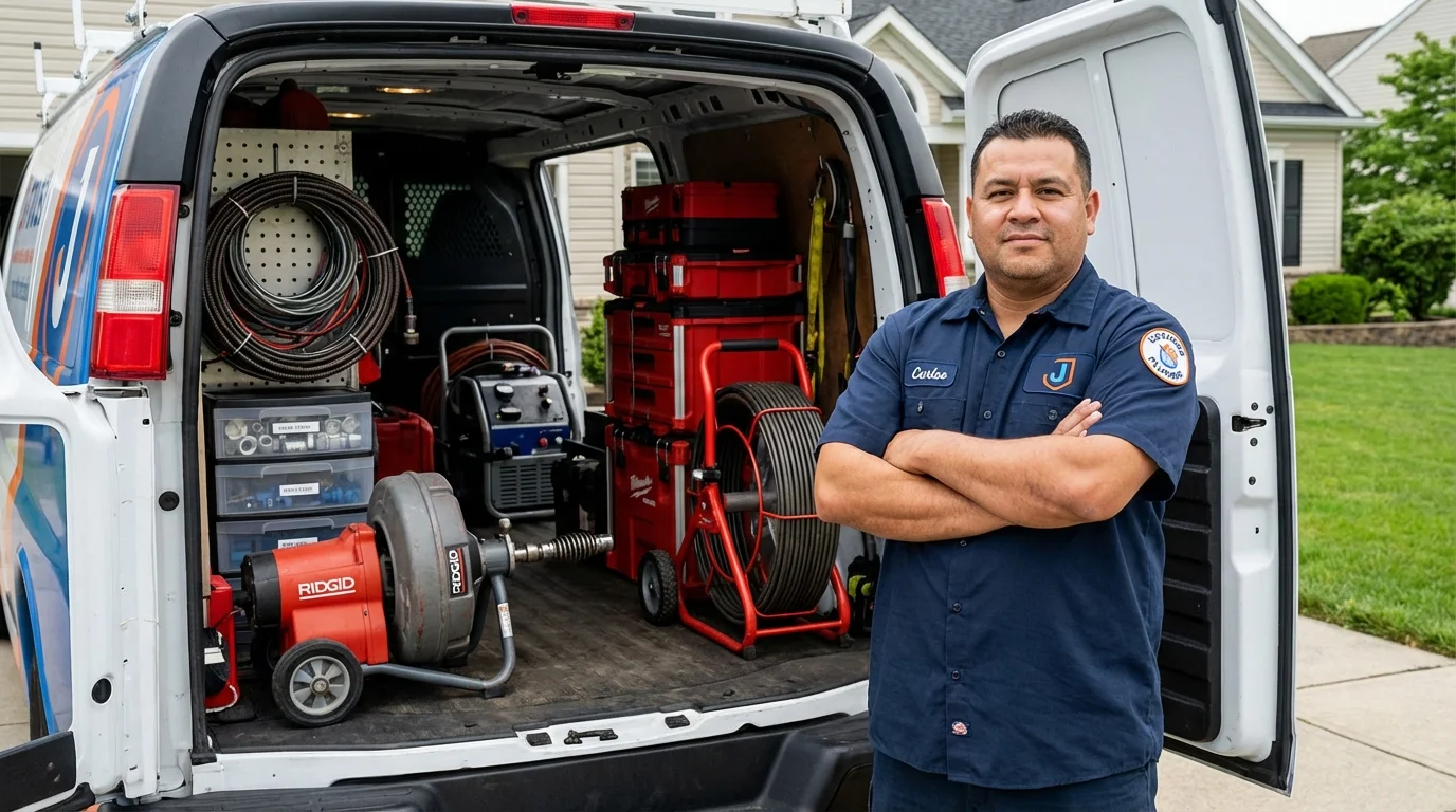 Professional drain cleaning equipment and Johns Plumbing LLC plumber in Gloversville
