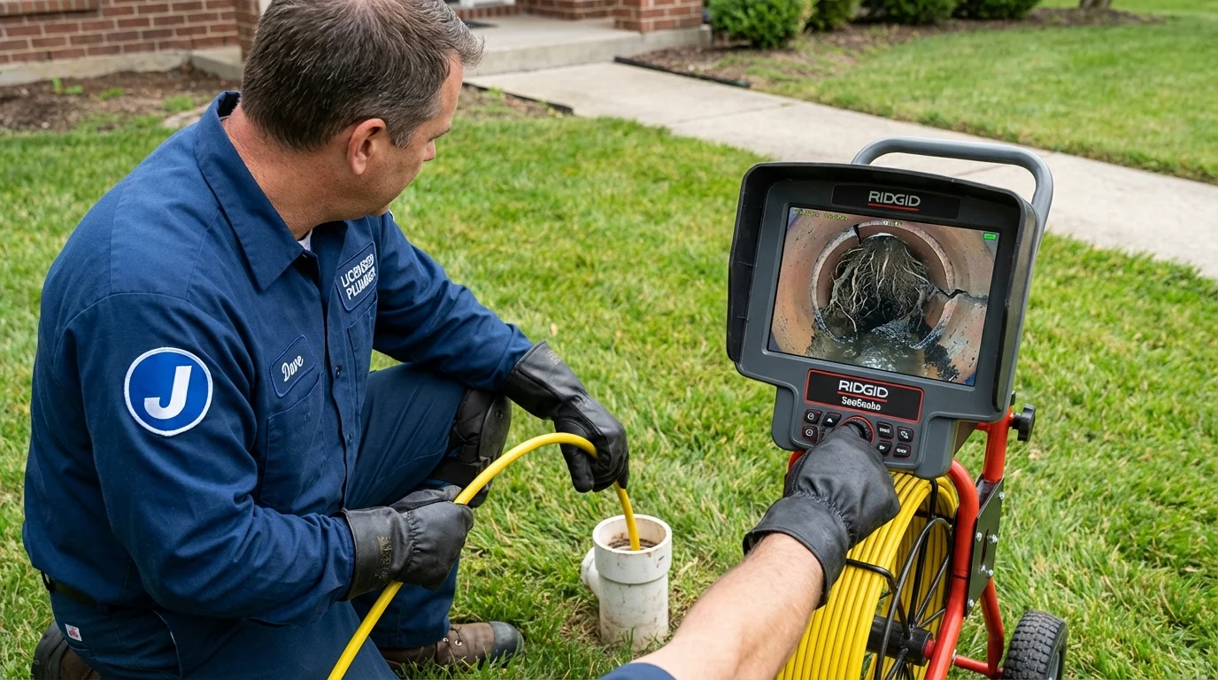 Sewer camera inspection being performed by Johns Plumbing LLC in Gloversville